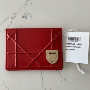 NWT Dior Spicy Red Calfskin Card Holder